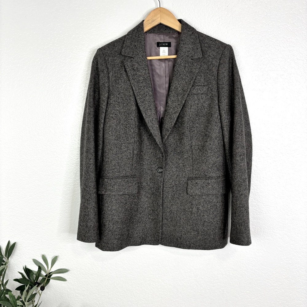 NWOT J. CREW Wool Career One Button Blazer Charcoal Gray Jacket - 6